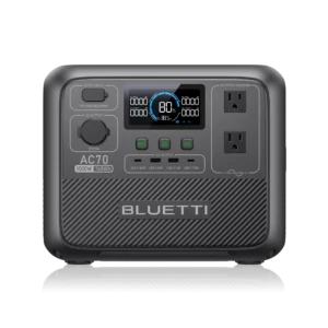 BLUETTI AC70 1000W portable power station with 768Wh battery for home backup and outdoor power