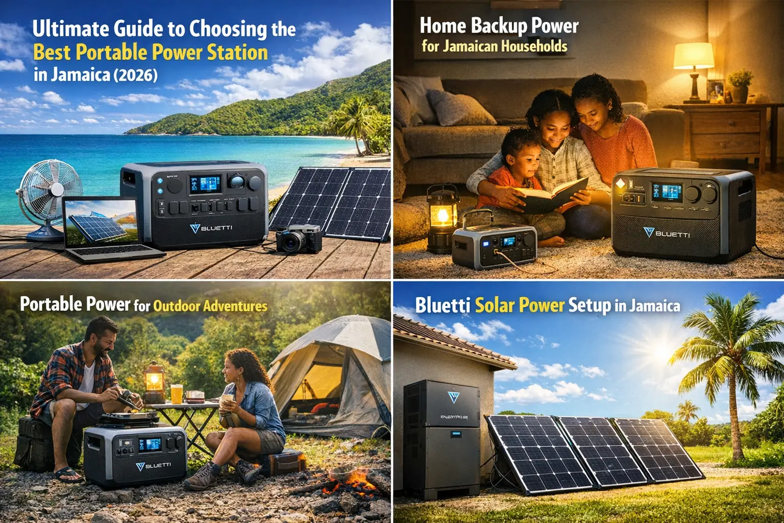 Best portable power station in Jamaica used with solar panels for home backup power