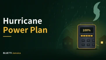 BLUETTI portable power station providing hurricane backup power to a Jamaican home during a storm outage